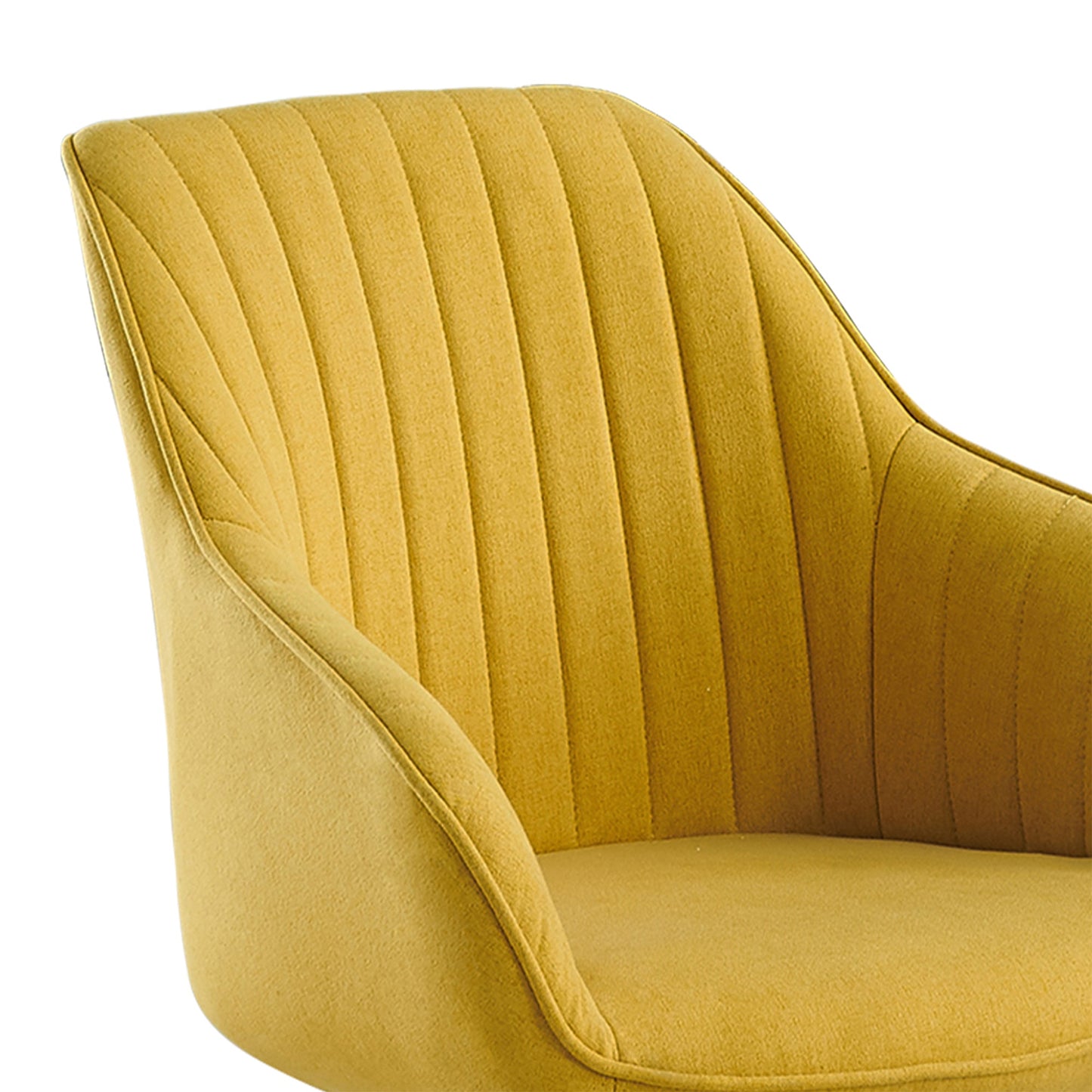 Mid Century Modern Fabric Upholstered Swivel Dining Room Chair with Wood Legs, Leisure Side Chair with Arms for Living Room, Yellow