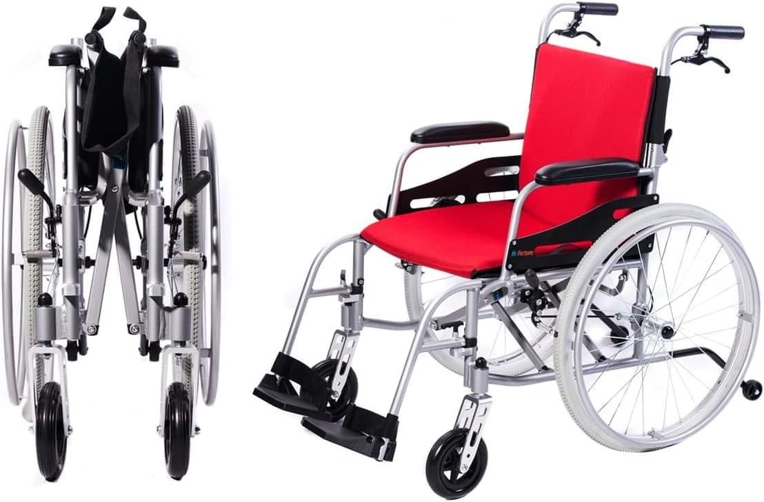 Magnesium Wheelchair 21lbs Self-propelled Chair Portable and Folding 17.5”