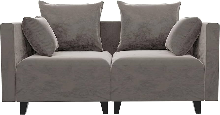 Sectional Sofa, Velvet Square Arm Sofa for Bedroom, livingroom, Camel