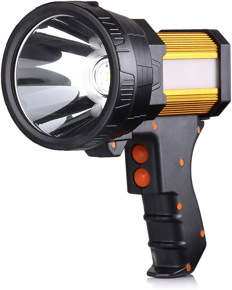 Rechargeable Spotlight,Spot Lights Hand held 1000,000 lumens Large Flashlight Handheld Spotlight Lightweight and Super Bright Flashlight (Aluminium_Alloy Golden)