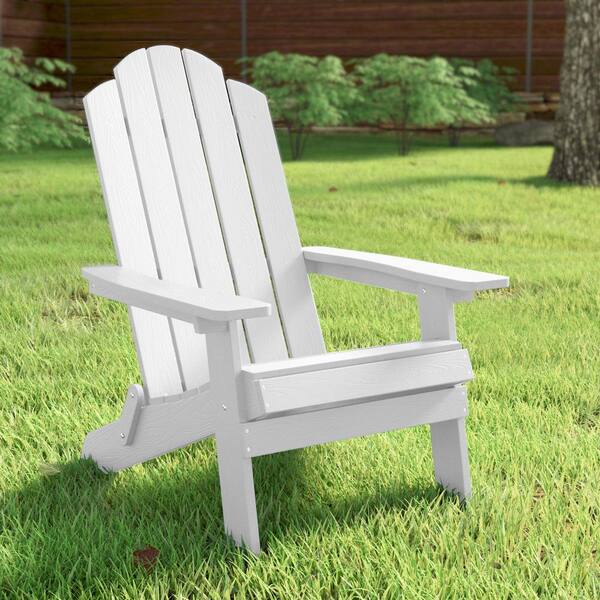 White Plastic Outdoor Patio Folding Adirondack Chair