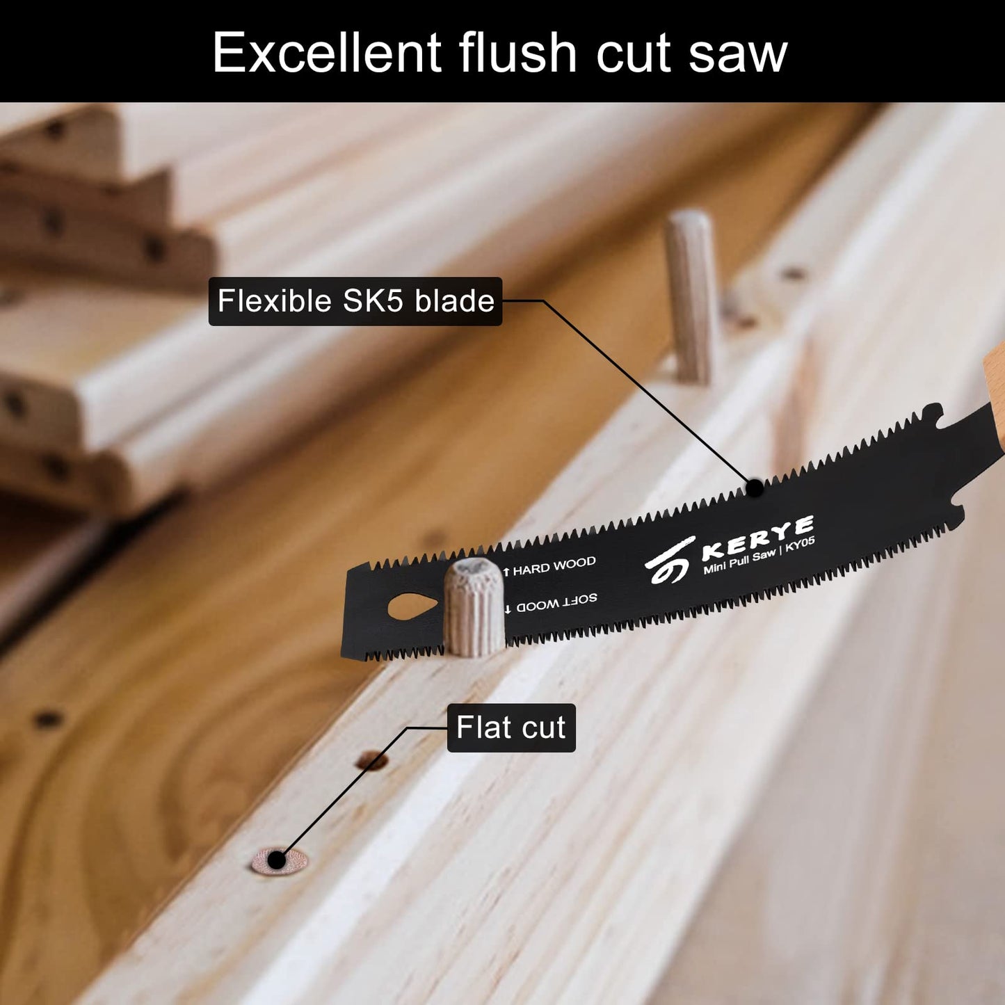 Mini Hand Saw Woodworking Tools, Small 6 Inch Japanese Pull Saw with Double Edges of 11/17 TPI, Flush Cut Saw for Hardwoods/Softwoods, Light Wood Saw as Gifts for Men/Women-KY05