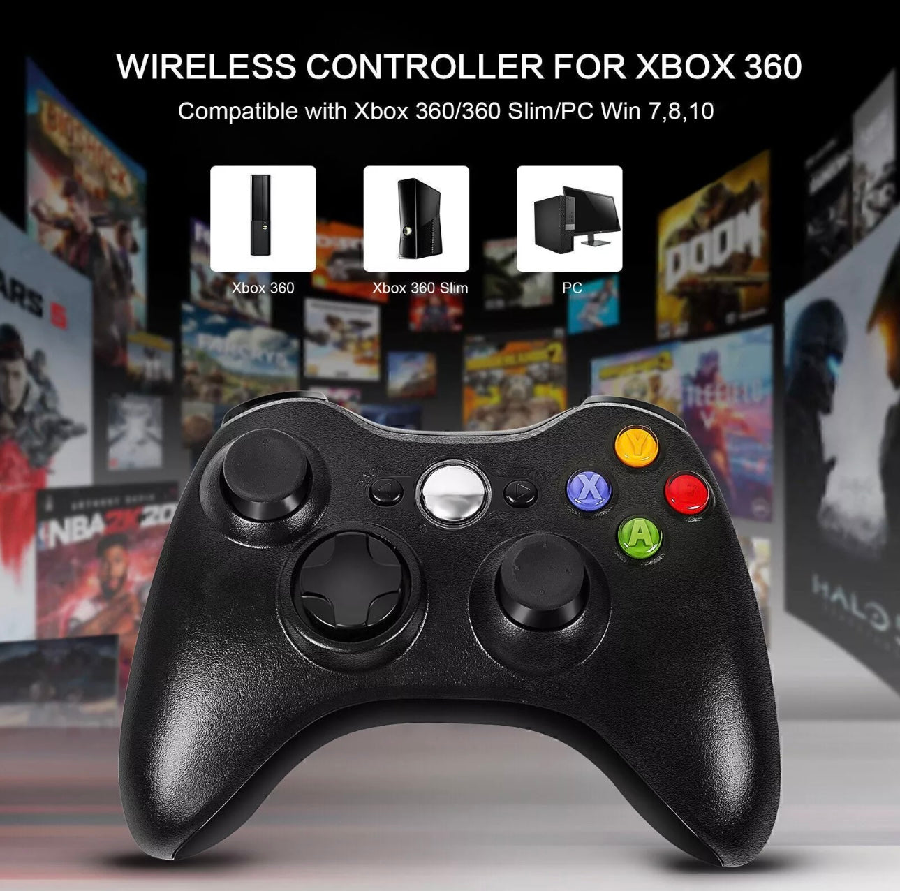 2X Wireless Controller For Microsoft XBOX 360 & 360 Slim 360E PC Console Gamepad