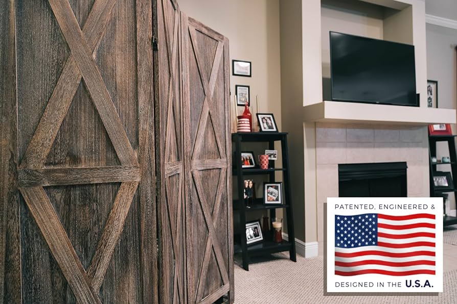 Room Divider and Folding Privacy Screens for Partition, Wall dividers, Room Separator, Temporary Wall, Rustic Barnwood 70x67inch