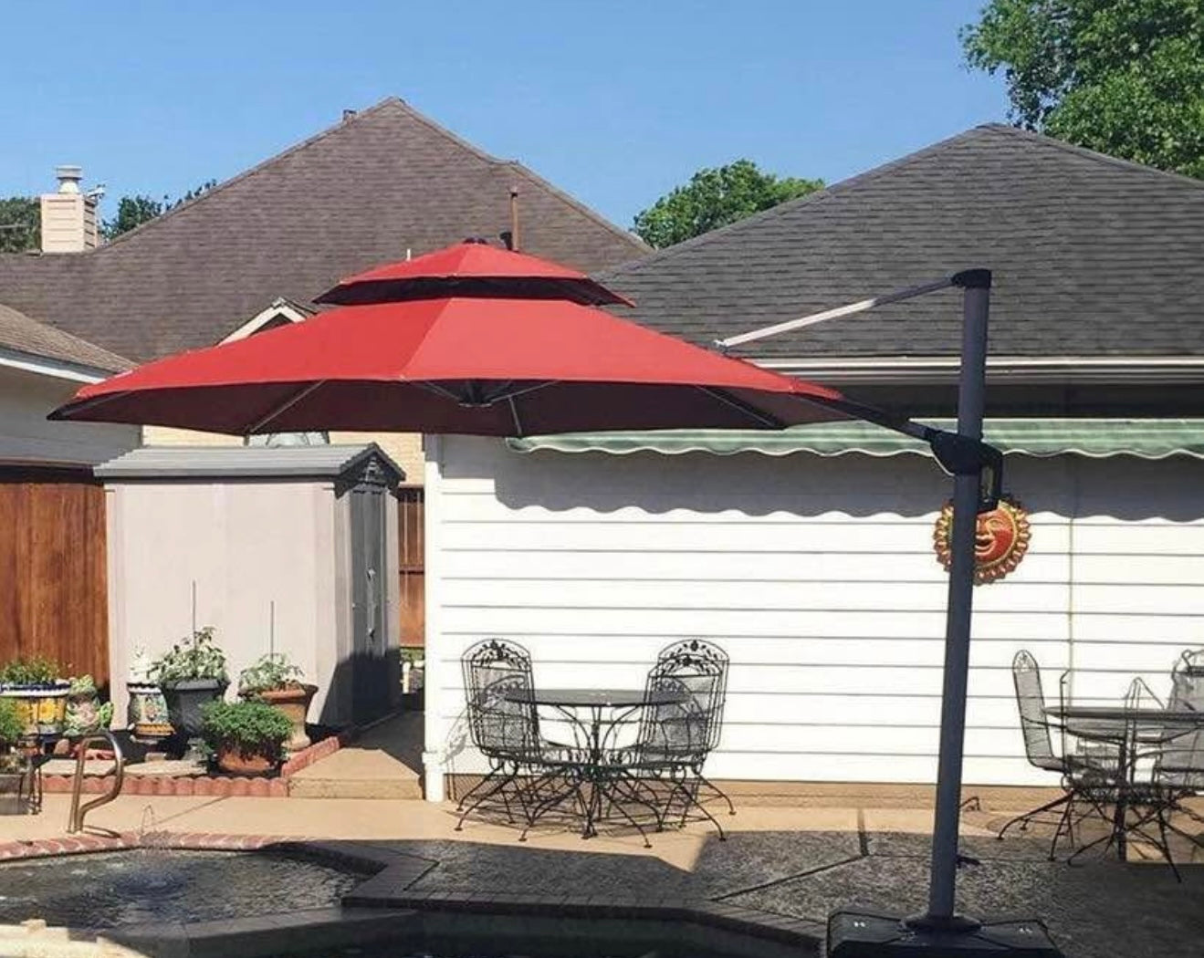 10’ Purple Leaf Round Cantilever Patio Umbrella Brick Red(base not included)