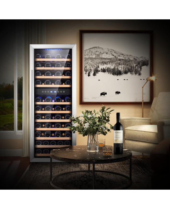 6.7 Cu.ft 73 Bottle Touch Control Compressor Wine Cooler Dual Zone