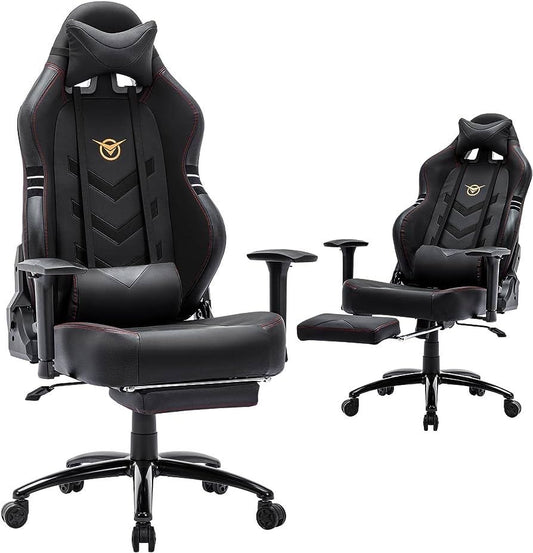 Big and Tall Racing Computer Gaming Chair with Footrest 350lbs-Ergonomic High Back Reclining Backs
