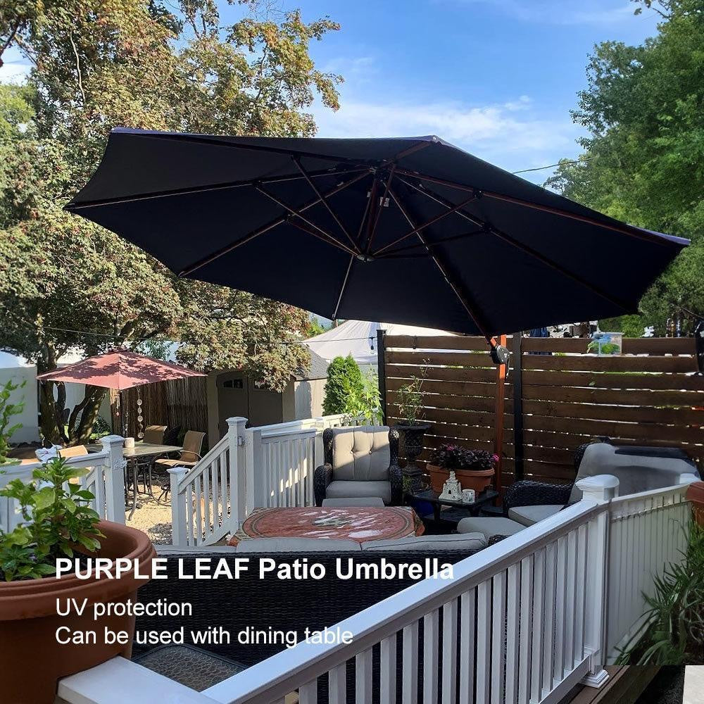 PURPLE LEAF Double Top 12 ft Round Aluminum Patio Umbrella in Navy.