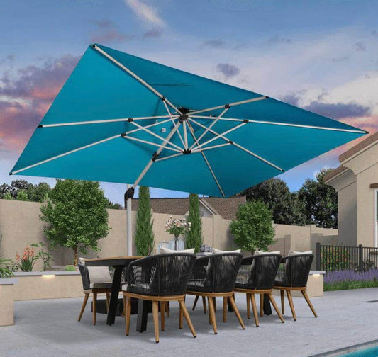 10 x 12 Purple Leaf Classic Rectangular Cantilever Umbrella Turquoise blue(base not included)