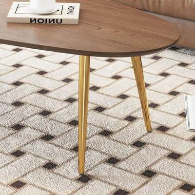 Modern Oval Wood Brown Walnut Coffee Table