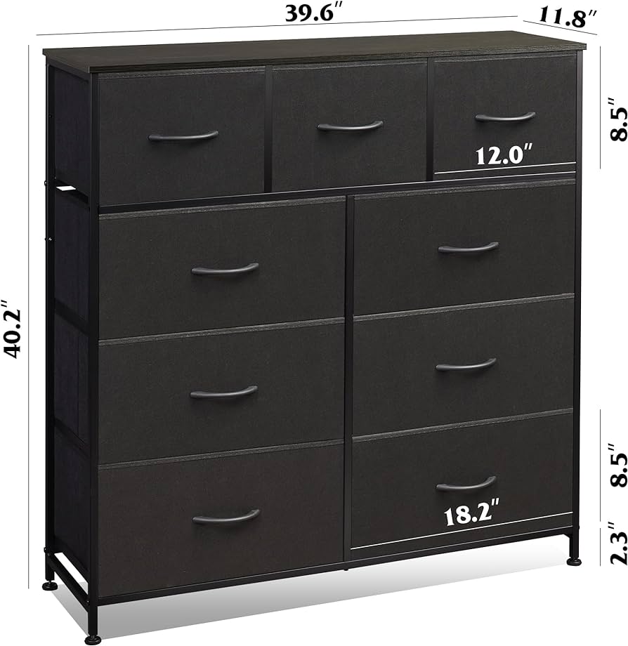 9-Drawer Dresser, Fabric Storage Tower for Bedroom