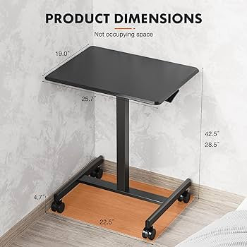 Mobile Small Stading Desk - Sit Stand Desk, Portable Rolling Laptop Desk with Lockable Wheels, Computer Workstations, Adjustable Height