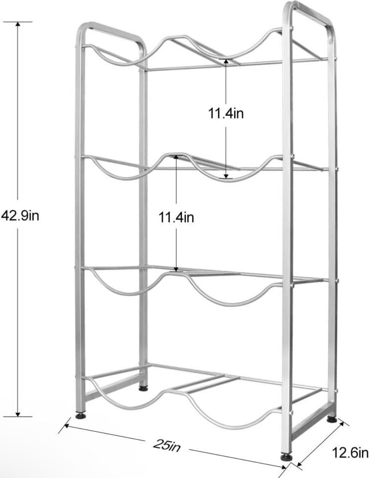 5 Gallon Water Bottle Holder 4-Tier Water Cooler Jug Rack for 8 Bottles Heavy Duty Storage Shelf