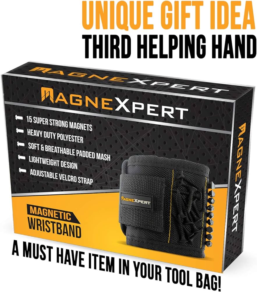 Magnetic Wristband for Holding Screws, Nails and Drill Bits - Crafted from Ballistic Nylon with 15 Powerful Magnets - Stocking Stuffer for Men