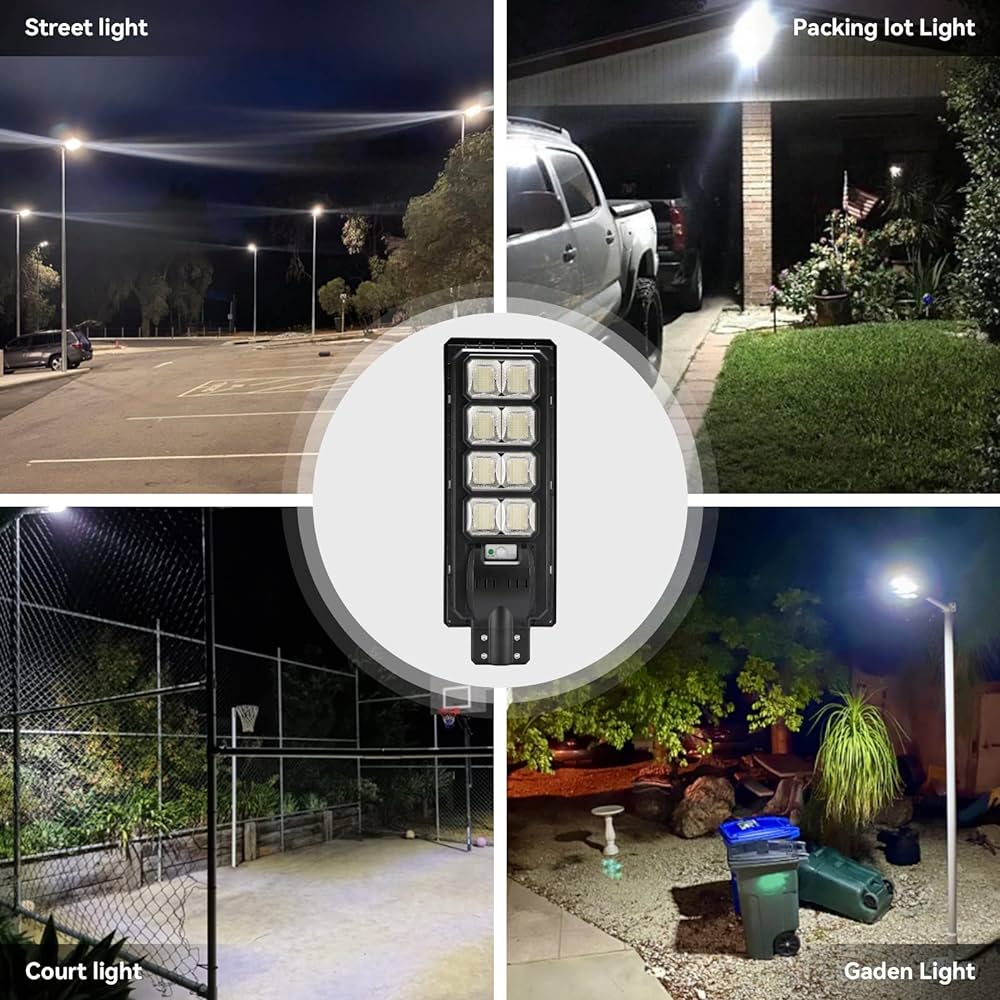 Upgraded Solar Street Lights 25000 Lumens, 20000mAH Battery, 360 Pcs LED Street Light Solar Powered with Remote Control, Dusk to Dawn Outdoor Security Led Post Street Light