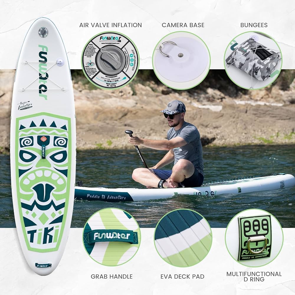 Inflatable Ultra-Light (17.6lbs) SUP for All Skill Levels Everything Included with Stand Up Paddle Board, Adj Floating Paddles, Pump, ISUP Travel Backpack, Leash,Waterproof Bag