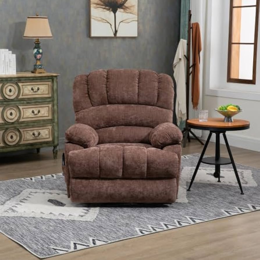 Recliner Chair, Rocking Chair with Massage and Heat, Power Lift Recliner Chair with 8-Point Vibration Massage and Lumbar Heating for Living Room, Bedroom, Nursery (Brown)