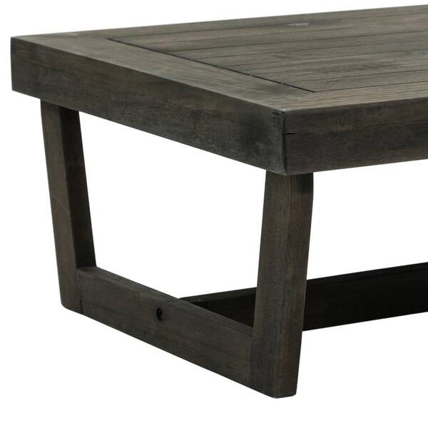 Dark Gray Acacia Wood Modern Rectangle Outdoor Coffee Table