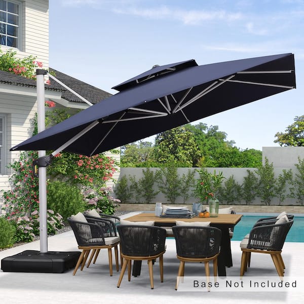 10x10FT Aluminum Cantilever Patio Umbrella - Large Offset Heavy-Duty Umbrella with 360° Rotation, Infinite Tilt, Double Top, 10-Year Rustproof, 5 Year Fade-Resistant for Outdoor, Pool, Beige