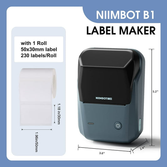 NIIMBOT B1 Label Makers, 2 Inch Bluetooth Label Maker Auto Identification Portable Label Printer