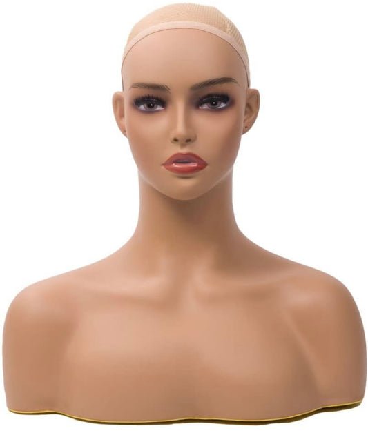 Mannequin Head with Shoulder Display Manikin Head Bust for Wigs,Makeup,Beauty Accessories