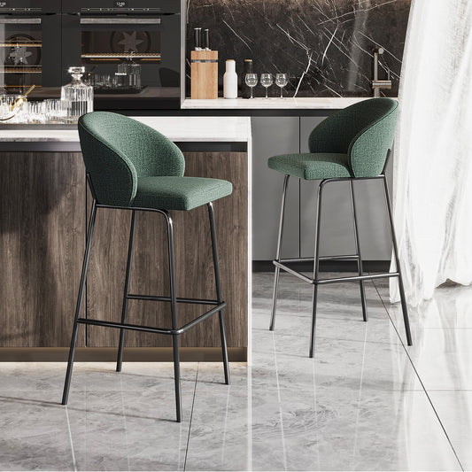 Bar Stools, Modern Cotton and Linen 30”Height Bar Stools with Backrest, Upholstered Bar Chairs for Home, Kitchen Island