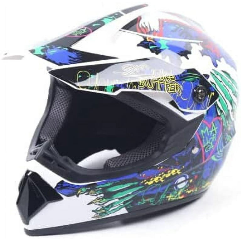 Full Face Dirt Bike Motocross Helmet Trend Off-Road Helmet for Youth Adult Motorcycle Racing Mountain Bike ATV Suitable for All Seasons Helmet,DOT Certified. Size M