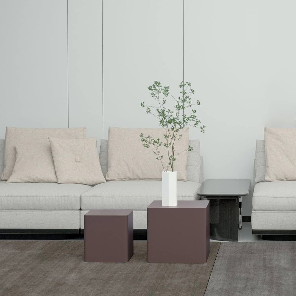 Nesting Side Table Set of 2, Modern Mid Century Square Small Coffee Table End Table Bed Side Table Accent Table for Living Room Bedroom,Entryway, and Apartment (Dark Brown)