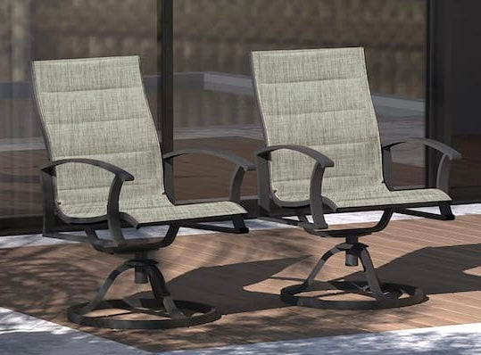 Purple Leaf 2-Pieces Steel Swivel Outdoor Patio Dining Textilene Chair