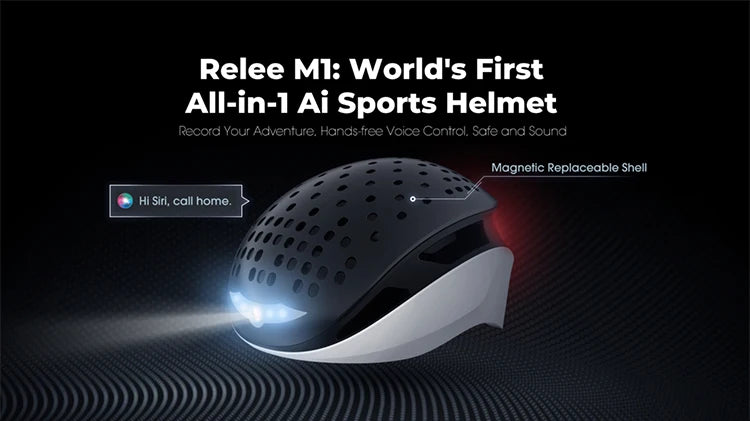 Relee M1: World's 1st All-in-1 AI Sports Helmet,integrate camera, lighting & voice command operations into one helmet. Royal Blue