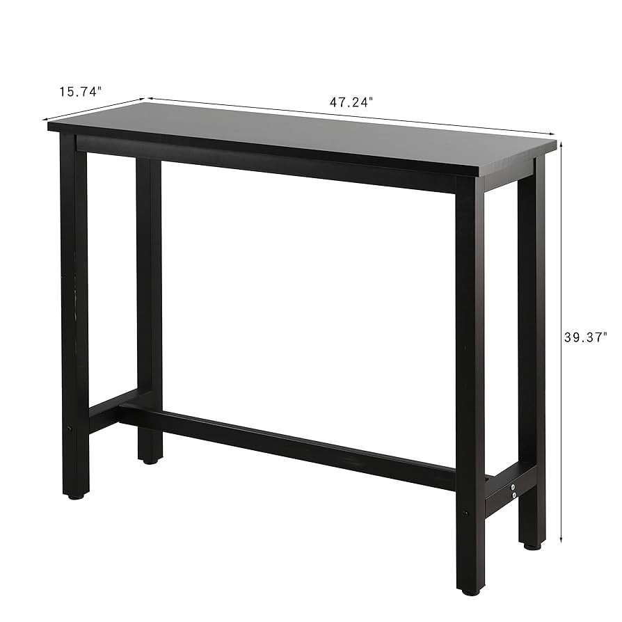 3pcs Counter Height Bar Table with 2 Bar Stools for Home Kitchen Office, Kitchen Breakfast Dining Table with Sturdy Metal Frame, Round Top Stools with Footrests, Black