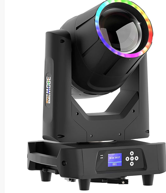 IP65 Waterproof Moving Head Stage Lights 380W 19R Bulb(7500K) 17 Gobos 14 Colors Spotlights 2 Prisms Beam/Frost/Wash/Strobe Effect DJ Lights DMX512 Disco Lights for Outside/Indoor Party Show