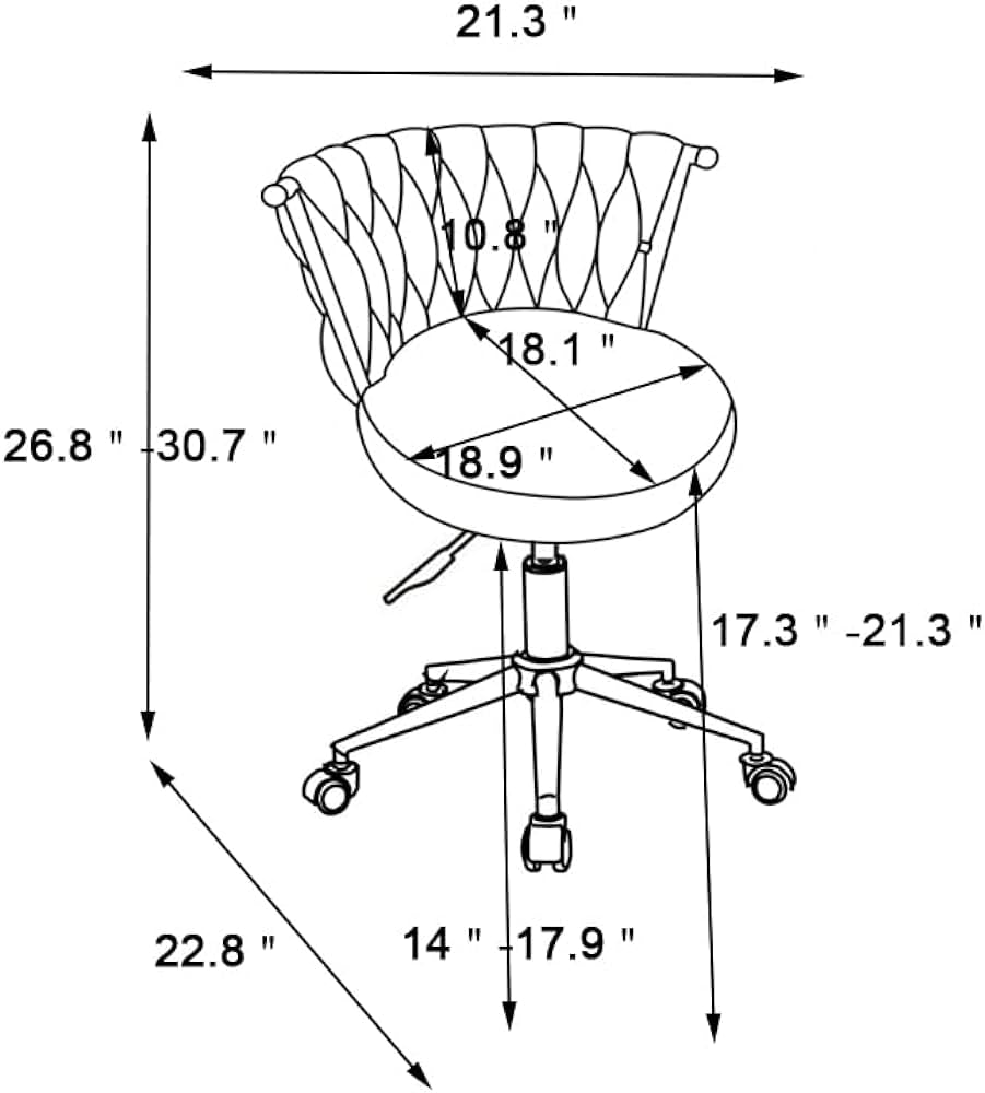 Office Desk Chair, Upholstered Home Office Desk Chairs with Adjustable Swivel Wheels, Ergonomic Office Chair for Living Room, Bedroom, Office, Vanity Study