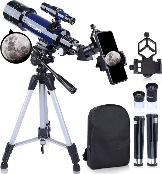 Telescope for Astronomy, 70mm Aperture 400mm Refractor Telescopes for Adults Kids Beginners, Fully Multi-Coated Optics, Portable Telescope with AZ Mount Tripod Backpack Phone Adapter