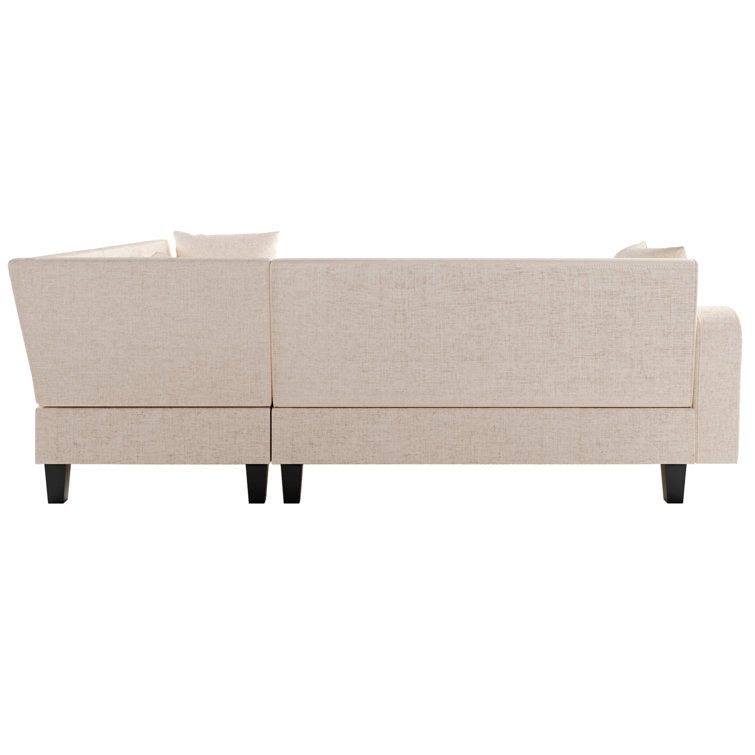 87" Modern Linen L Shape Sectional Sofa with Coffee Table,Sectional Couch with Storage Ottoman