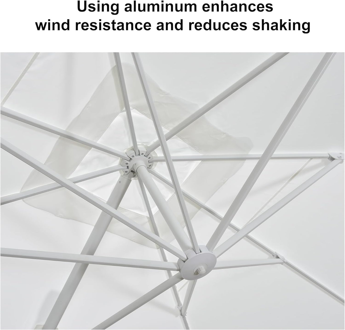 PURPLE LEAF 10 FT Patio Umbrella White Cantilever Umbrella Aluminum Square Outdoor Offset Umbrella Hanging Windproof with 360° Rotation for Garden Deck Pool, White