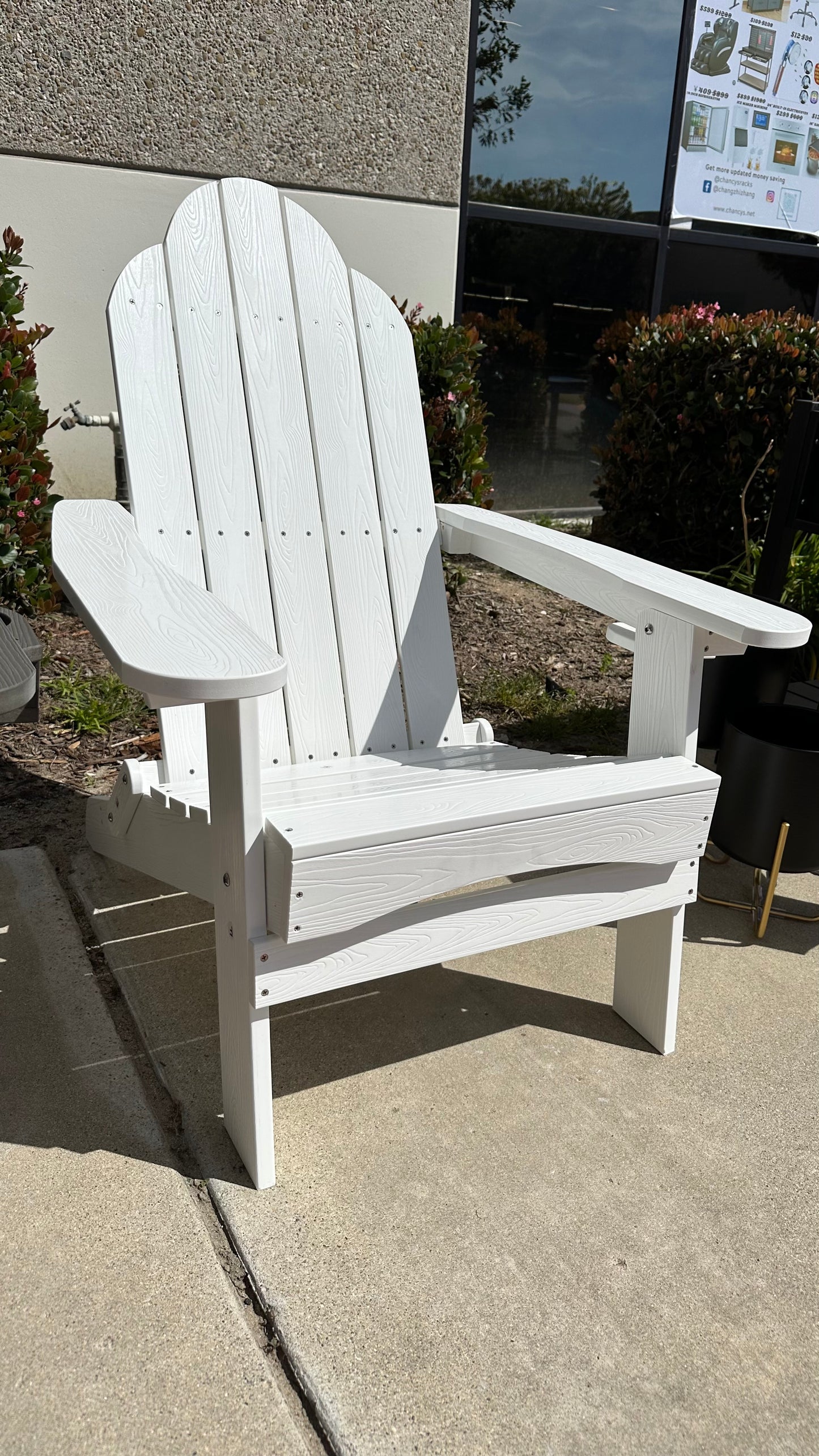 White Plastic Outdoor Patio Folding Adirondack Chair