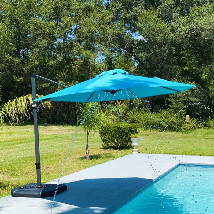 PURPLE LEAF 11 Feet Patio Umbrella Outdoor Cantilever Round Umbrella Aluminum Offset Umbrella with 360-degree Rotation for Garden Deck Pool Patio, Blue