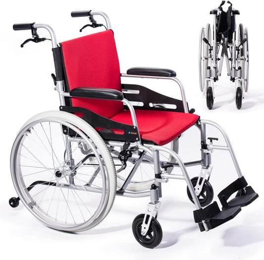 Magnesium Wheelchair 21lbs Self-propelled Chair Portable and Folding 17.5”