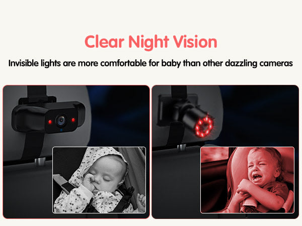 Baby Car Camera, 5'' 1080P Mirror Monitor with IR Night Vision, 3X Zoom in Closer, Full Crystal Clear View for Back Seat Rear Facing, 5 Mins Easy Installation