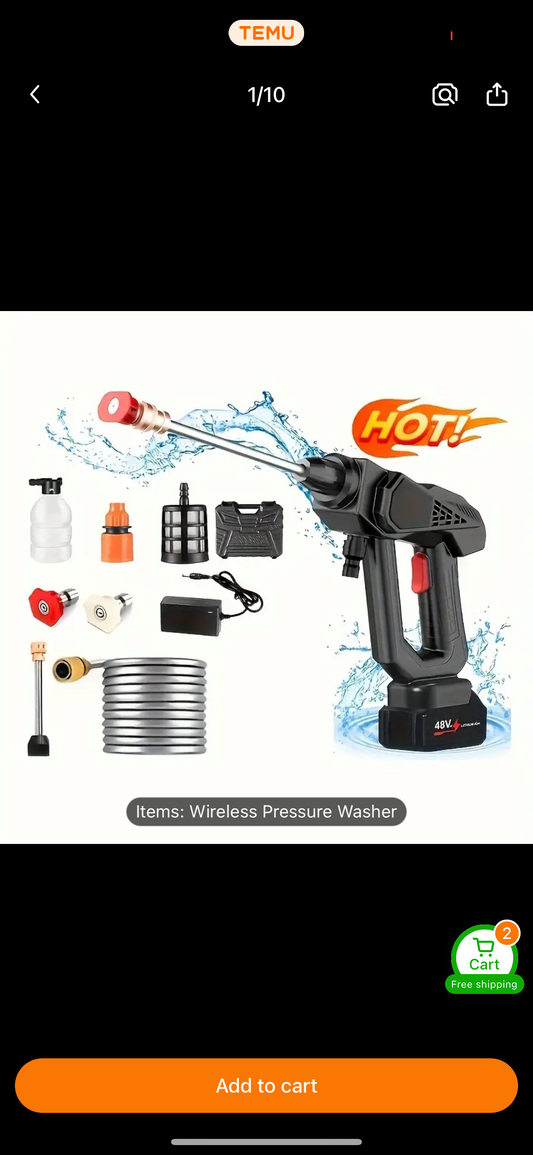 30BAR 700W 48V Sem Fio de Alta Pressão Cleaner Lavadora Spray Water Gun Car Wash Household Portátil Recarregável Water Gun Machine