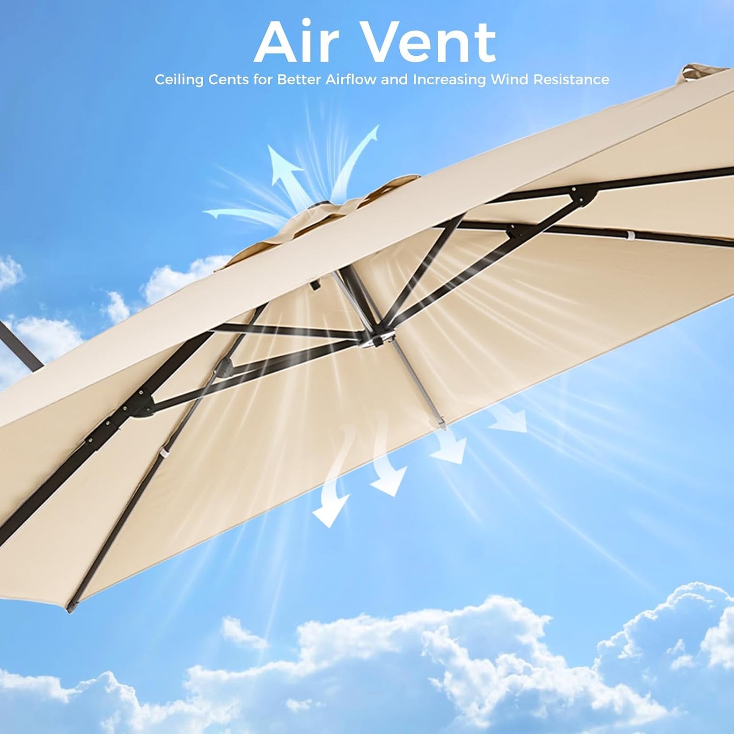 10x 10FT Aluminum Cantilever Patio Umbrella - Large Offset Heavy-Duty Umbrella with 360° Rotation, Infinite Tilt,10-Year Rustproof, 5 Year Fade-Resistant for Outdoor, Pool,   (Navy)