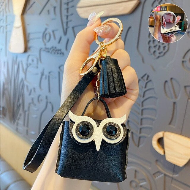 Fashion Leather Owl Keychain Coin Purse Metal Cartoon Owl Keychains All-Match Decortoy Ornaments Juguetes
