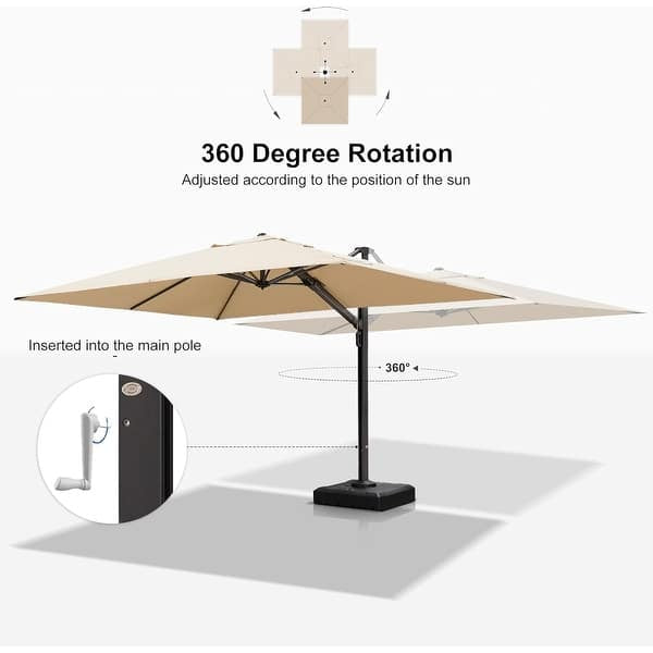 PURPLE LEAF 10x13’ Patio Cantilever Offset Umbrella with 360-degree Rotation