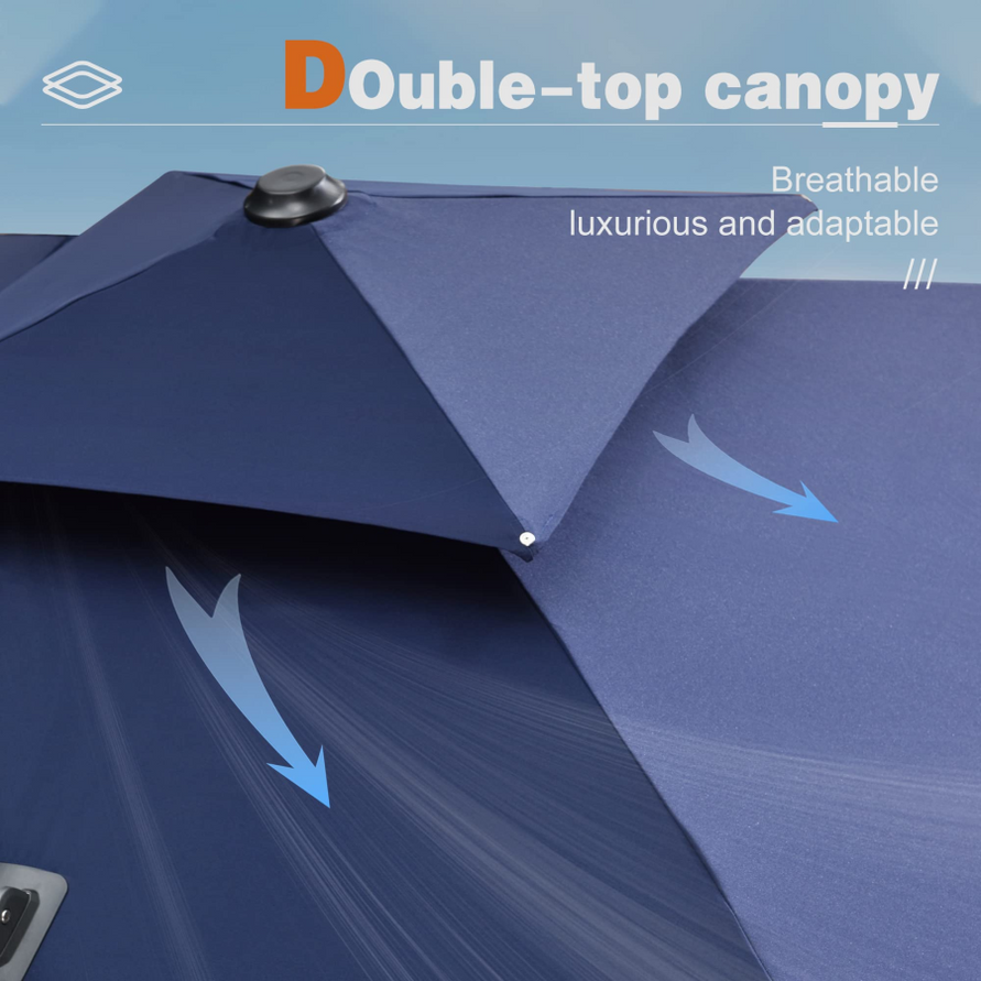 PURPLE LEAF Double Top 360 Degree Rotation 10 ft Square Patio Classic Umbrella