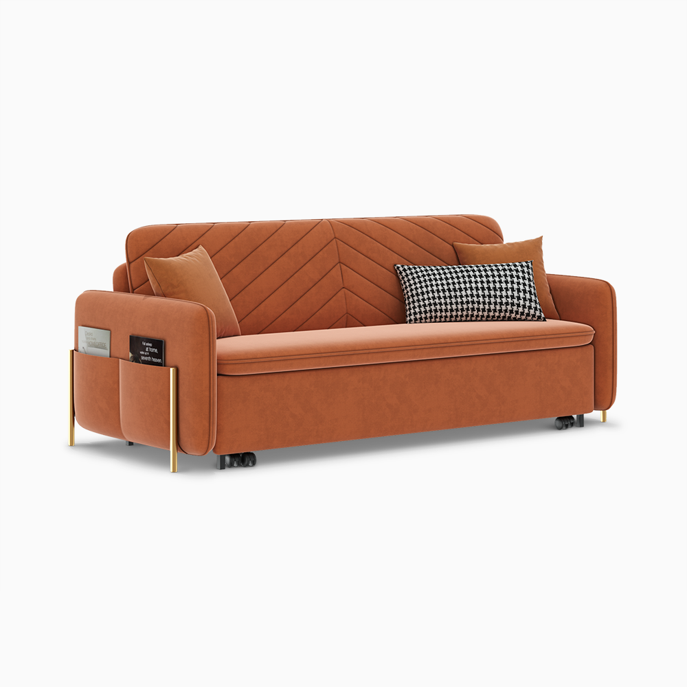 53.5" Full Sleeper Sofa Upholstered Convertible Sofa Bed 3 in 1 Sleeper Sofa Couch Bed, Small Tufted Velvet Convertible Loveseat Futon Sofa w/Pullout Bed, Multi-Pockets for Living Room