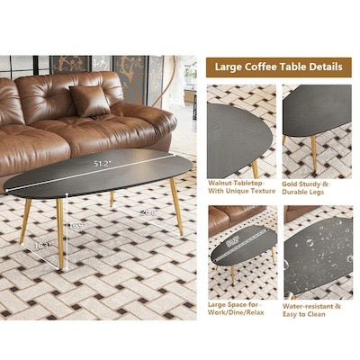 Modern Oval Wood Gray Walnut 50.7-in W x 16.77-in H Coffee Table