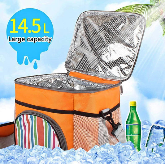 Picnic Bag, 14L Big Capacity Insulated Picnic Basket Portable Picnic Cooler Bag.Orange Color