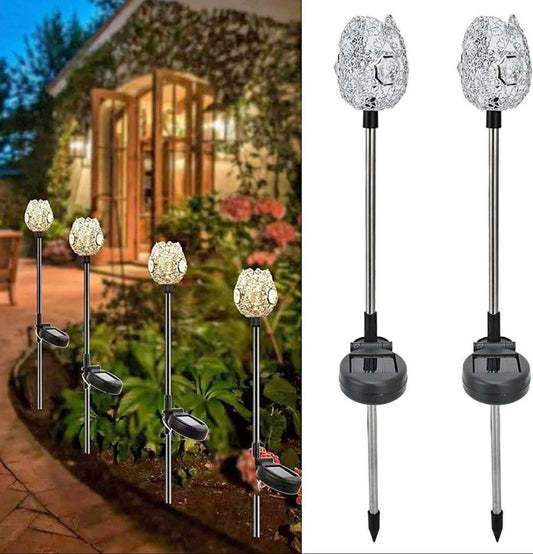 Solar Garden Light,Energy Saving Corrosion-Resistant Waterproof Lawn Lamp 2Pcs Warm Light for Garden