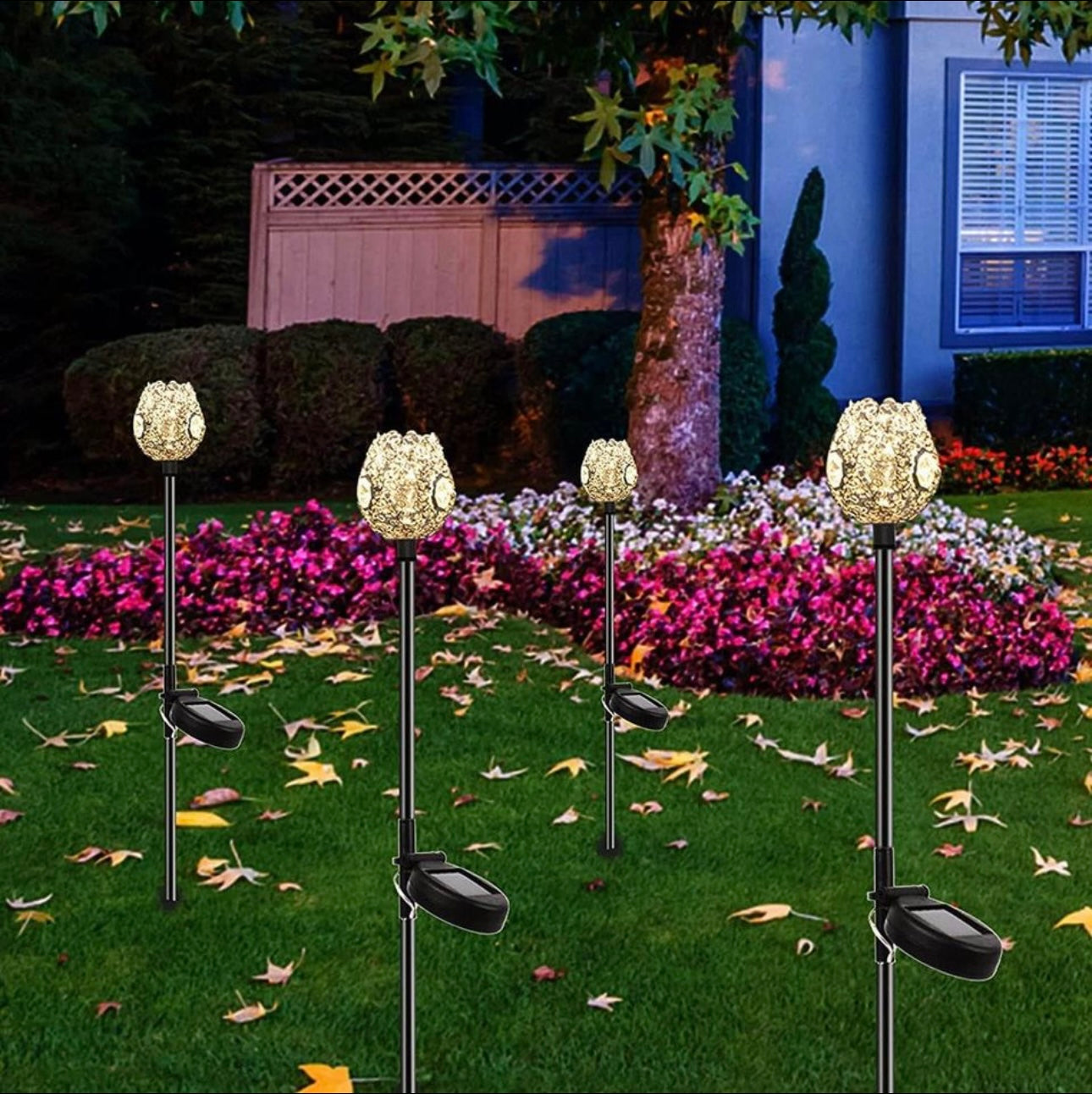 Solar Garden Light,Energy Saving Corrosion-Resistant Waterproof Lawn Lamp 2Pcs Warm Light for Garden